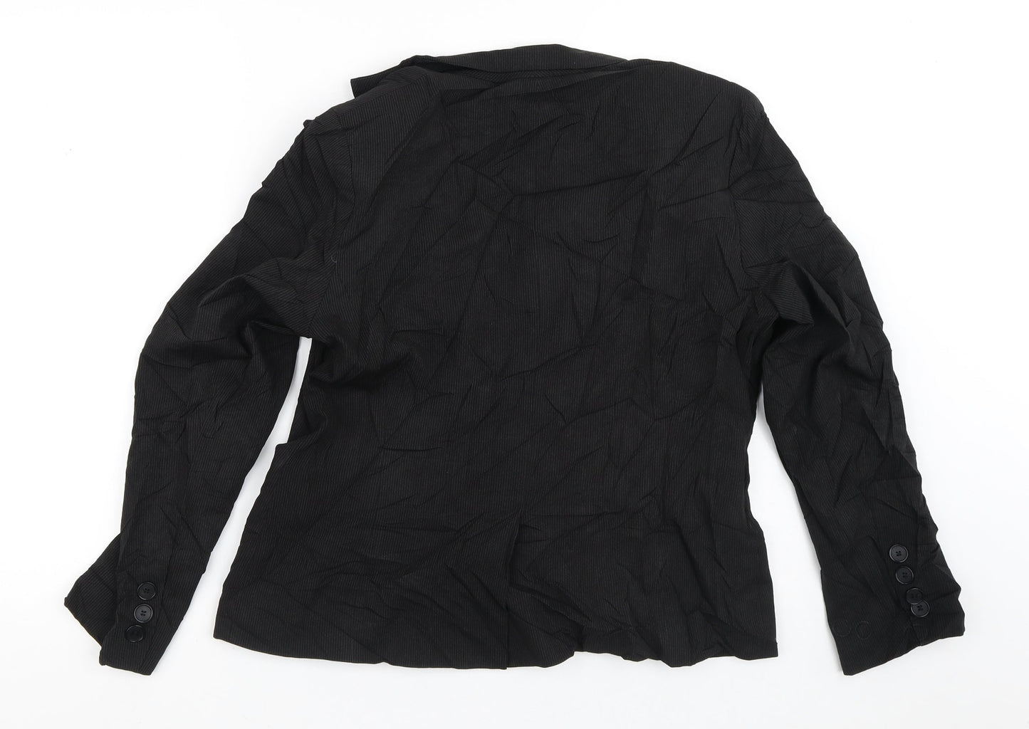 Preworn Womens Black Striped  Jacket Blazer Size 12