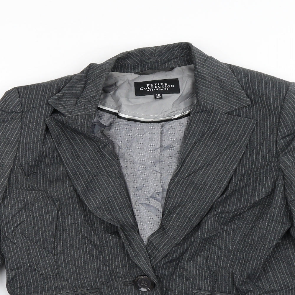 Debenhams Womens Grey Striped  Jacket Blazer Size 10