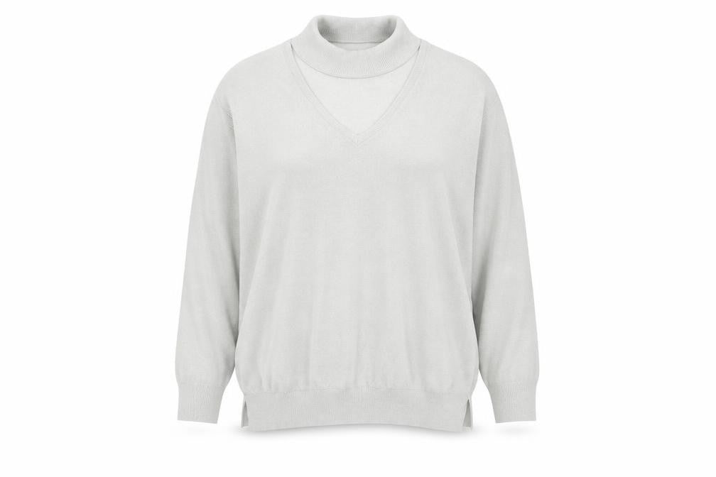 NEXT Womens Silver V-Neck  Viscose Pullover Jumper Size 18   - Collar detail