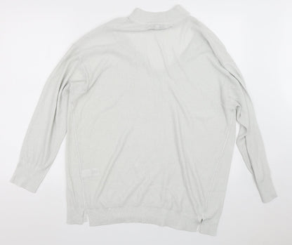 Next Womens Silver V-Neck  Viscose Pullover Jumper Size 18   - Collar detail