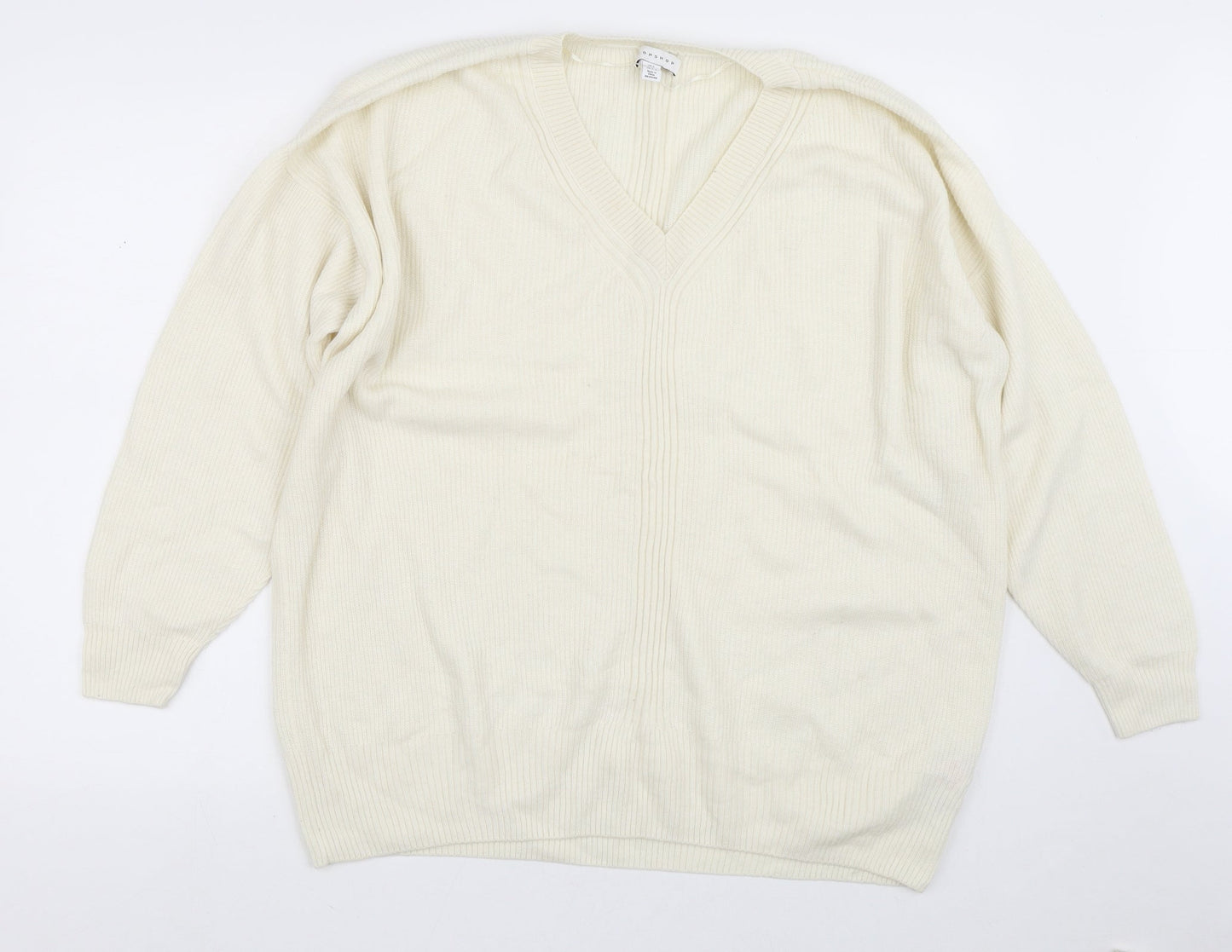 Topshop Womens Beige V-Neck  Nylon Pullover Jumper Size S