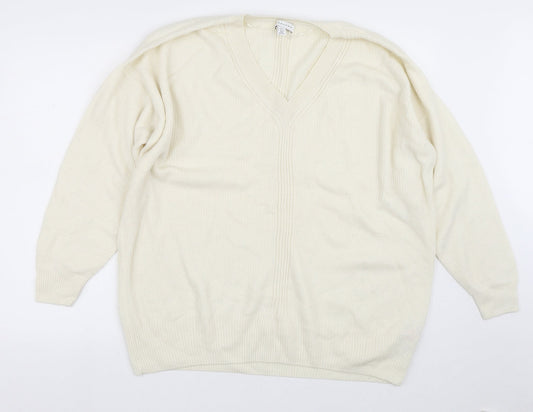 Topshop Womens Beige V-Neck  Nylon Pullover Jumper Size S