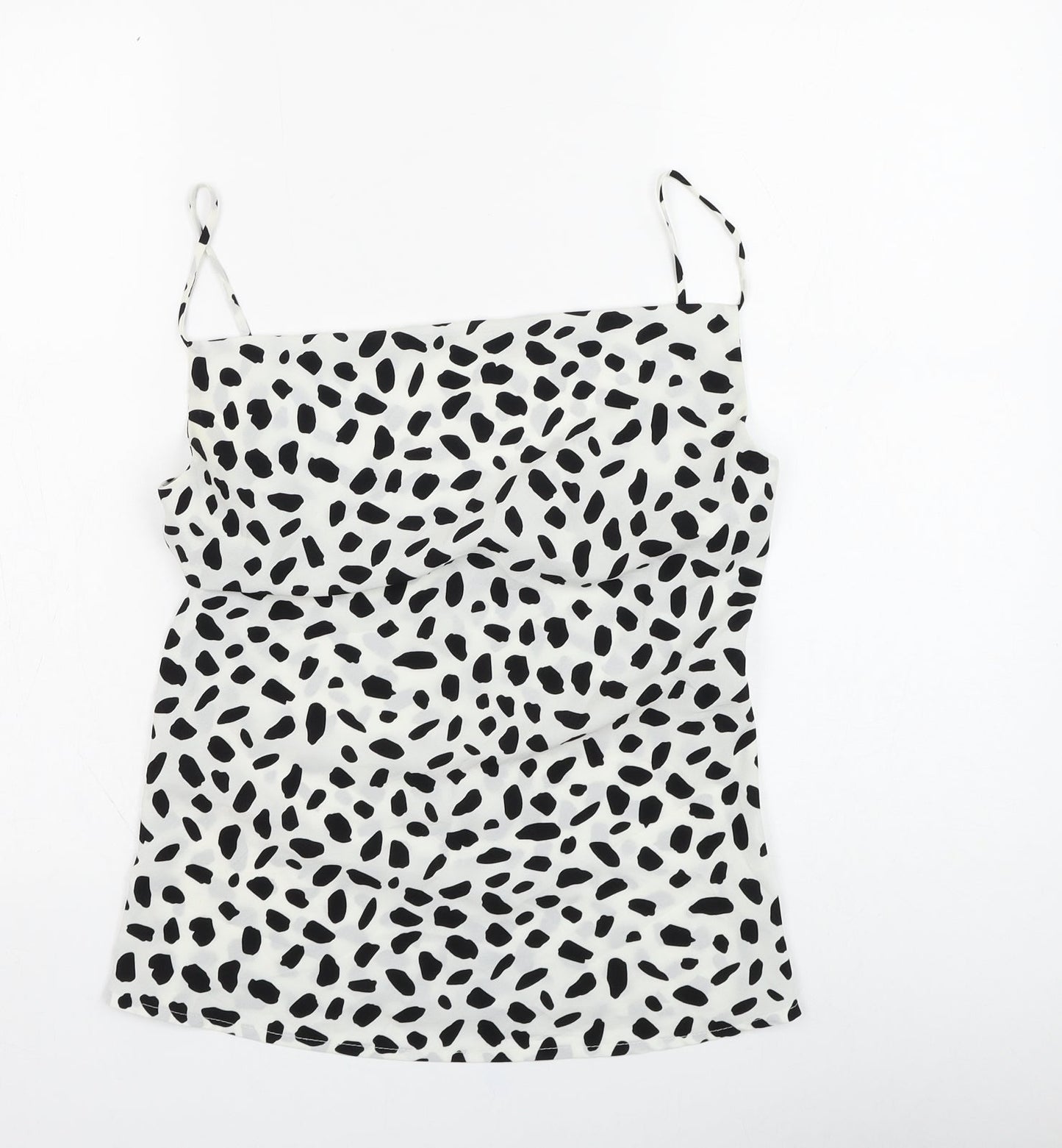 IVIVI Womens White Animal Print Polyester Basic T-Shirt Size M Square Neck