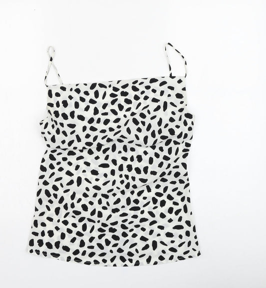 IVIVI Womens White Animal Print Polyester Basic T-Shirt Size M Square Neck