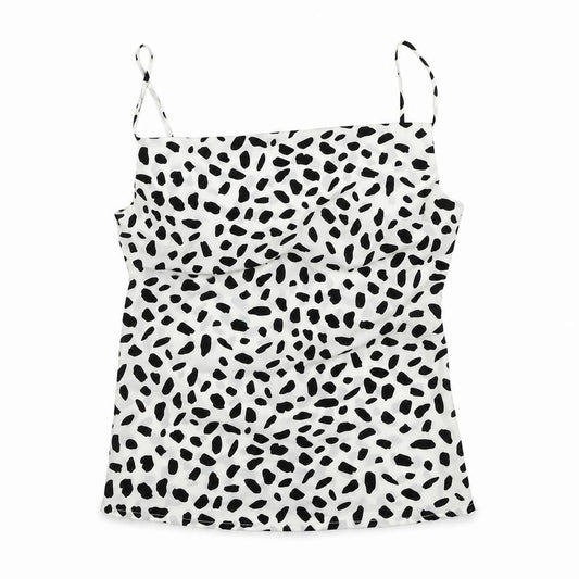 IVIVI Womens White Animal Print Polyester Basic T-Shirt Size M Square Neck
