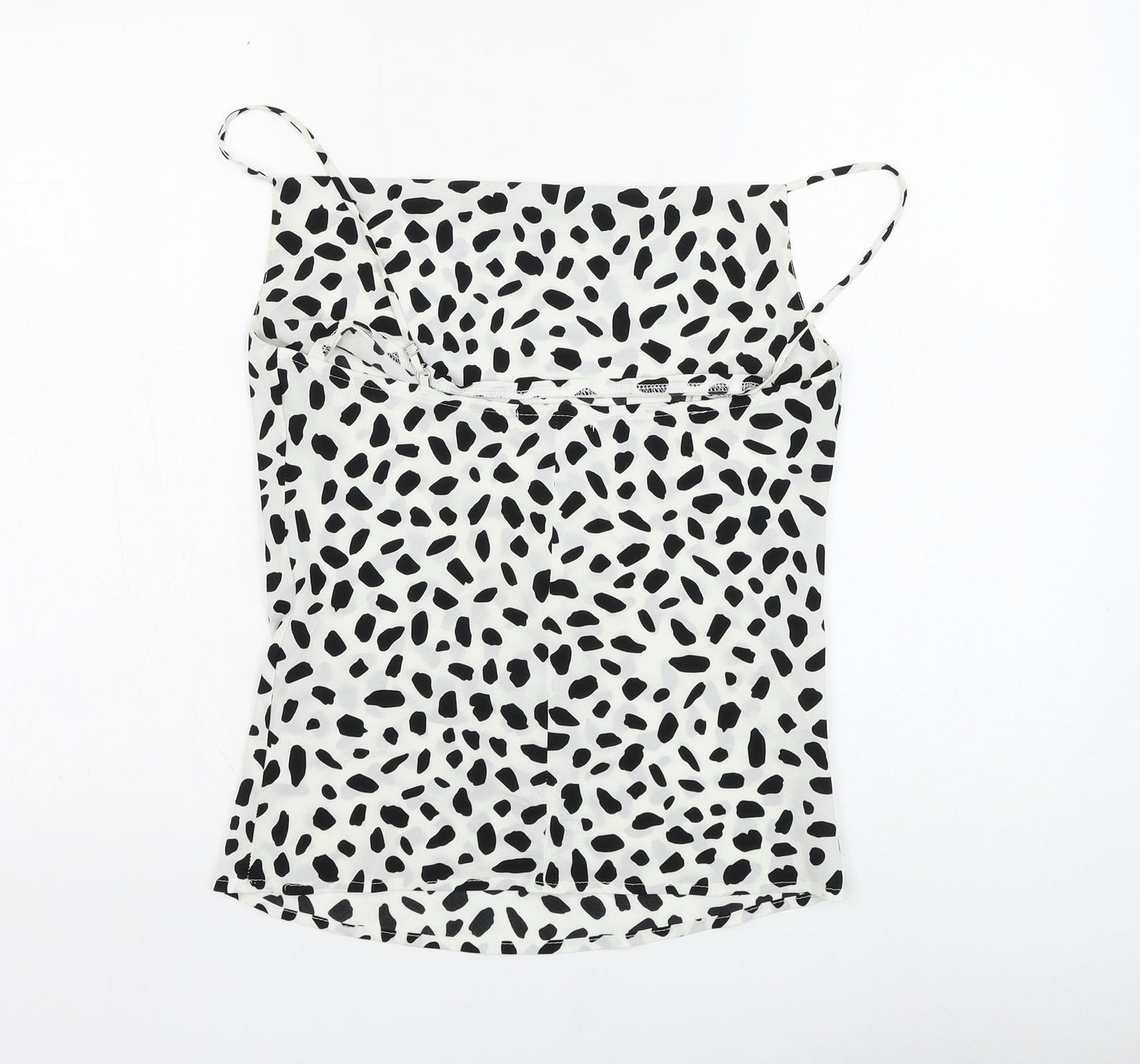 IVIVI Womens White Animal Print Polyester Basic T-Shirt Size M Square Neck
