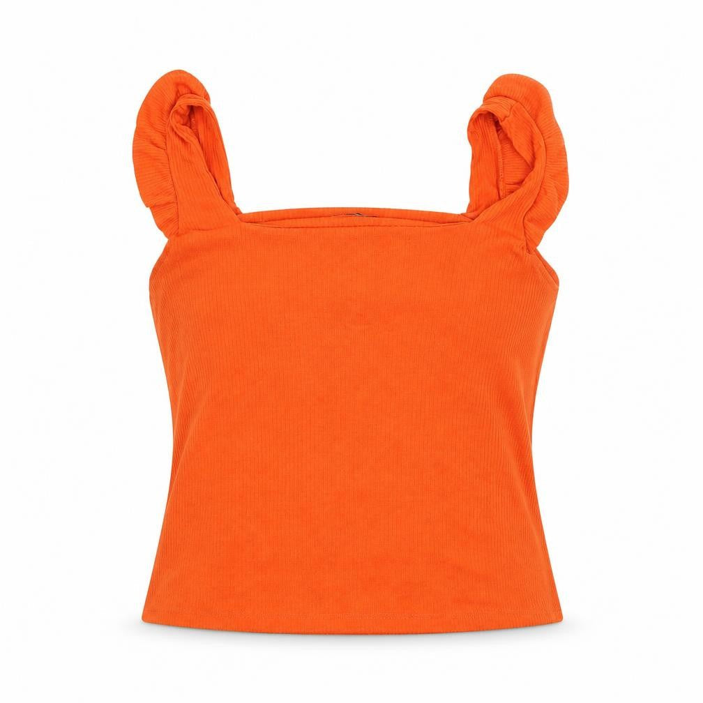 Ambar Womens Orange  Polyester Basic T-Shirt Size L Square Neck