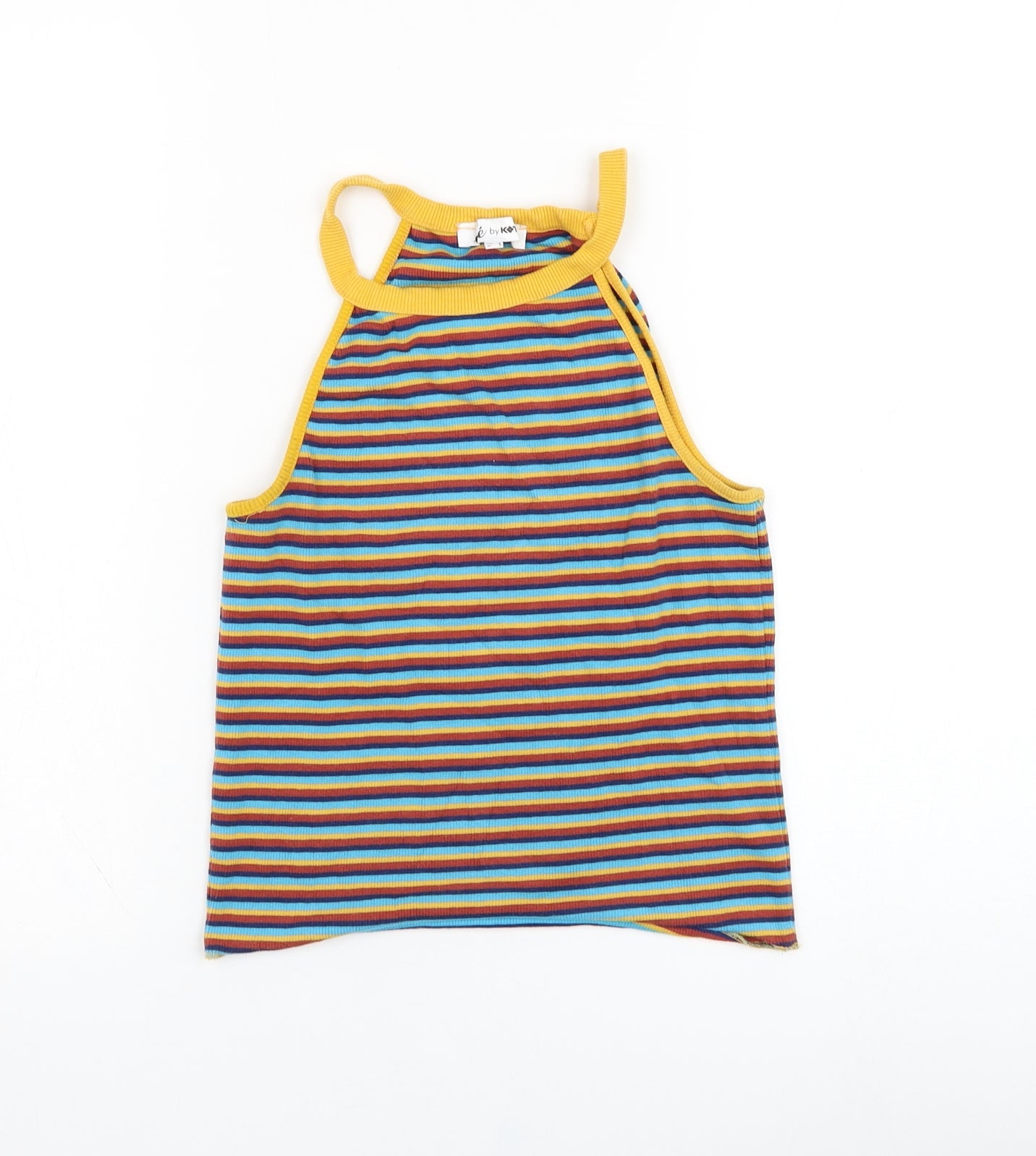 Ole Womens Blue Striped Polyester Basic Tank Size L Halter