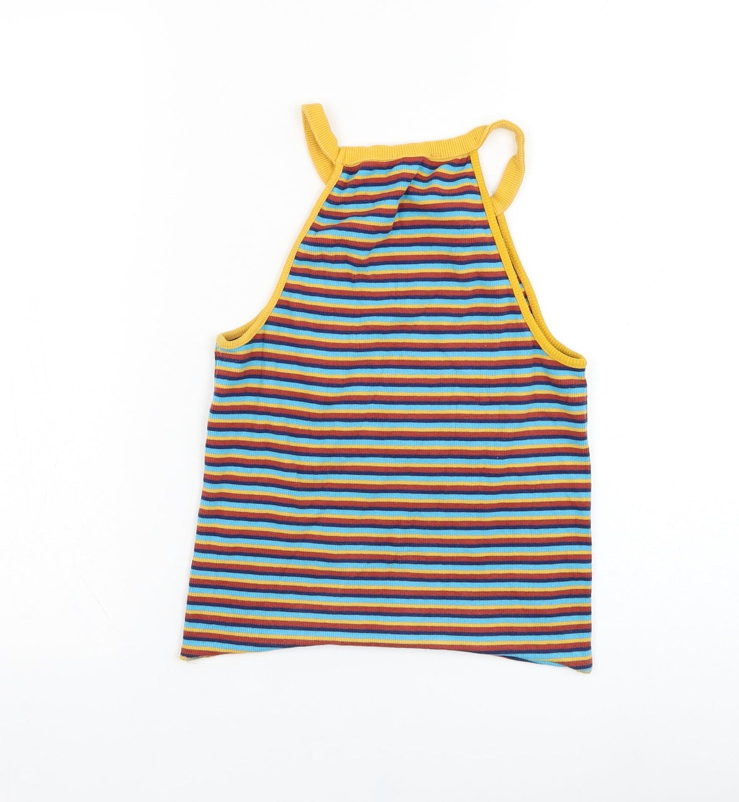 Ole Womens Blue Striped Polyester Basic Tank Size L Halter