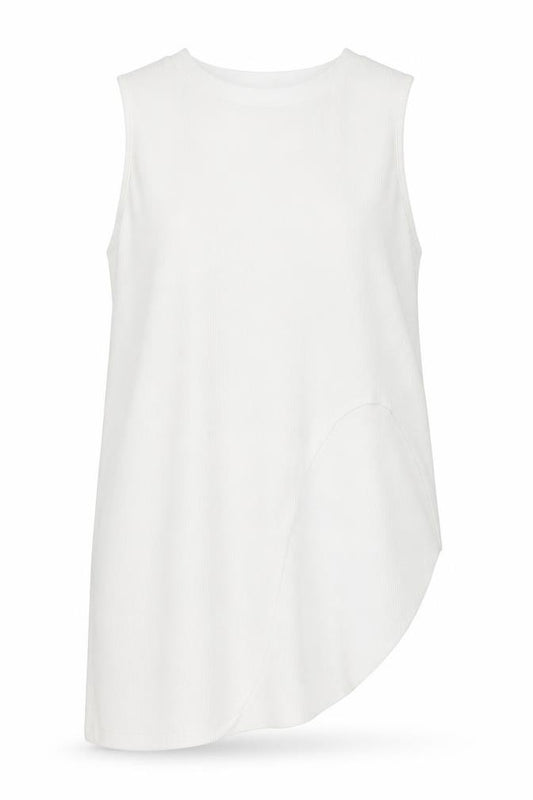 Atmosphere Womens White  Polyester Basic Tank Size 14 Mock Neck - Asymmetrical