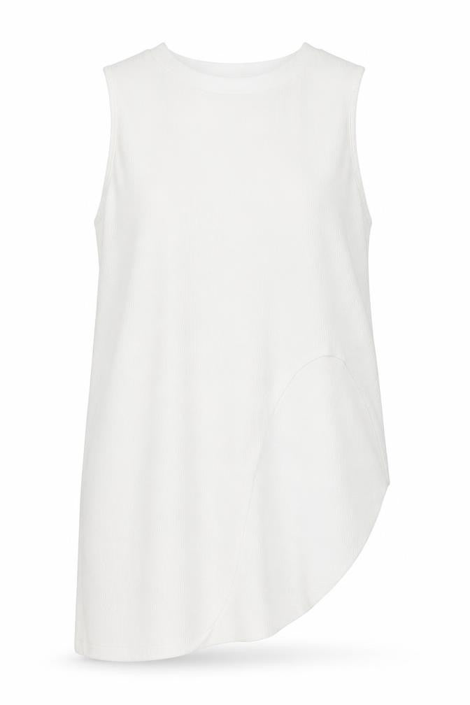 Atmosphere Womens White  Polyester Basic Tank Size 14 Mock Neck - Asymmetrical