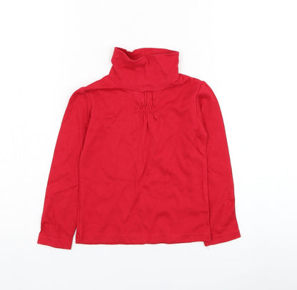 Dunnes Girls Red High Neck  Cotton Pullover Jumper Size 3-4 Years