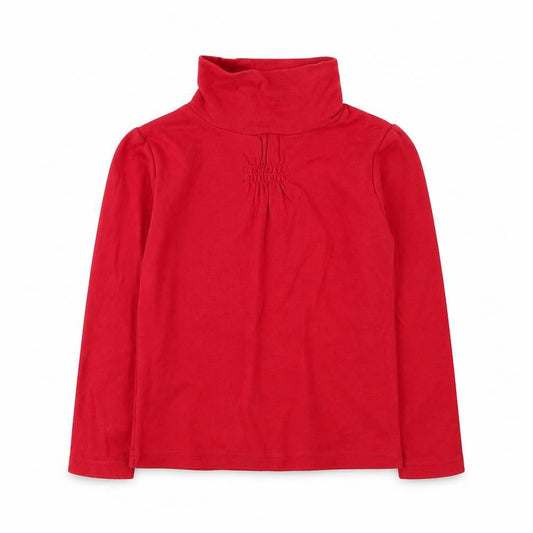 Dunnes Stores Girls Red High Neck  Cotton Pullover Jumper Size 3-4 Years