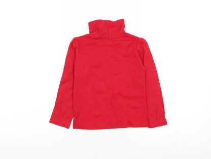 Dunnes Girls Red High Neck  Cotton Pullover Jumper Size 3-4 Years