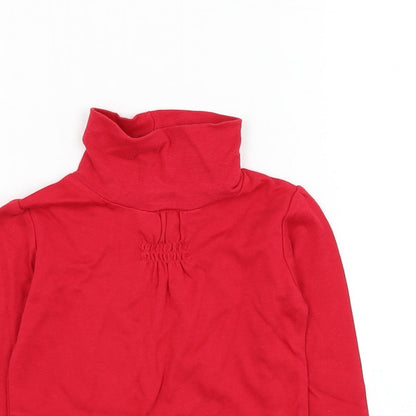 Dunnes Girls Red High Neck  Cotton Pullover Jumper Size 3-4 Years