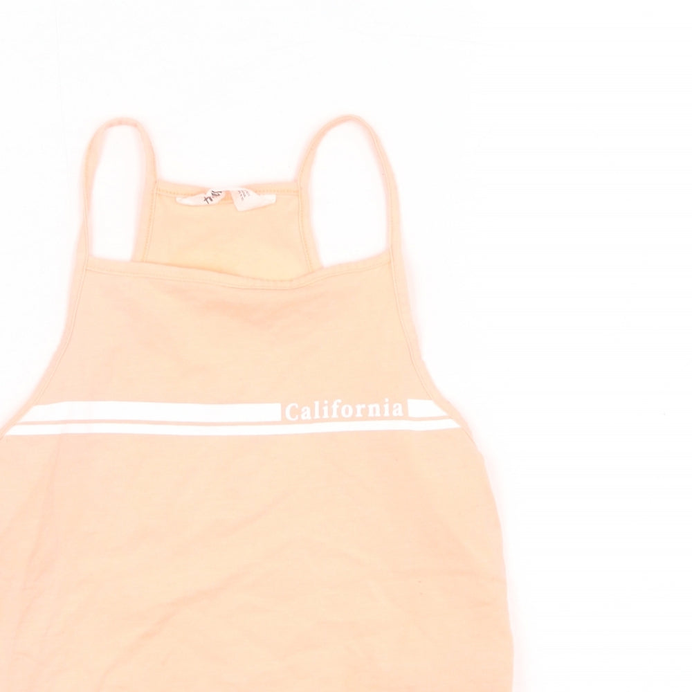 H&M Girls Pink  Cotton Basic Tank Size 8-9 Years Square Neck Pullover - California