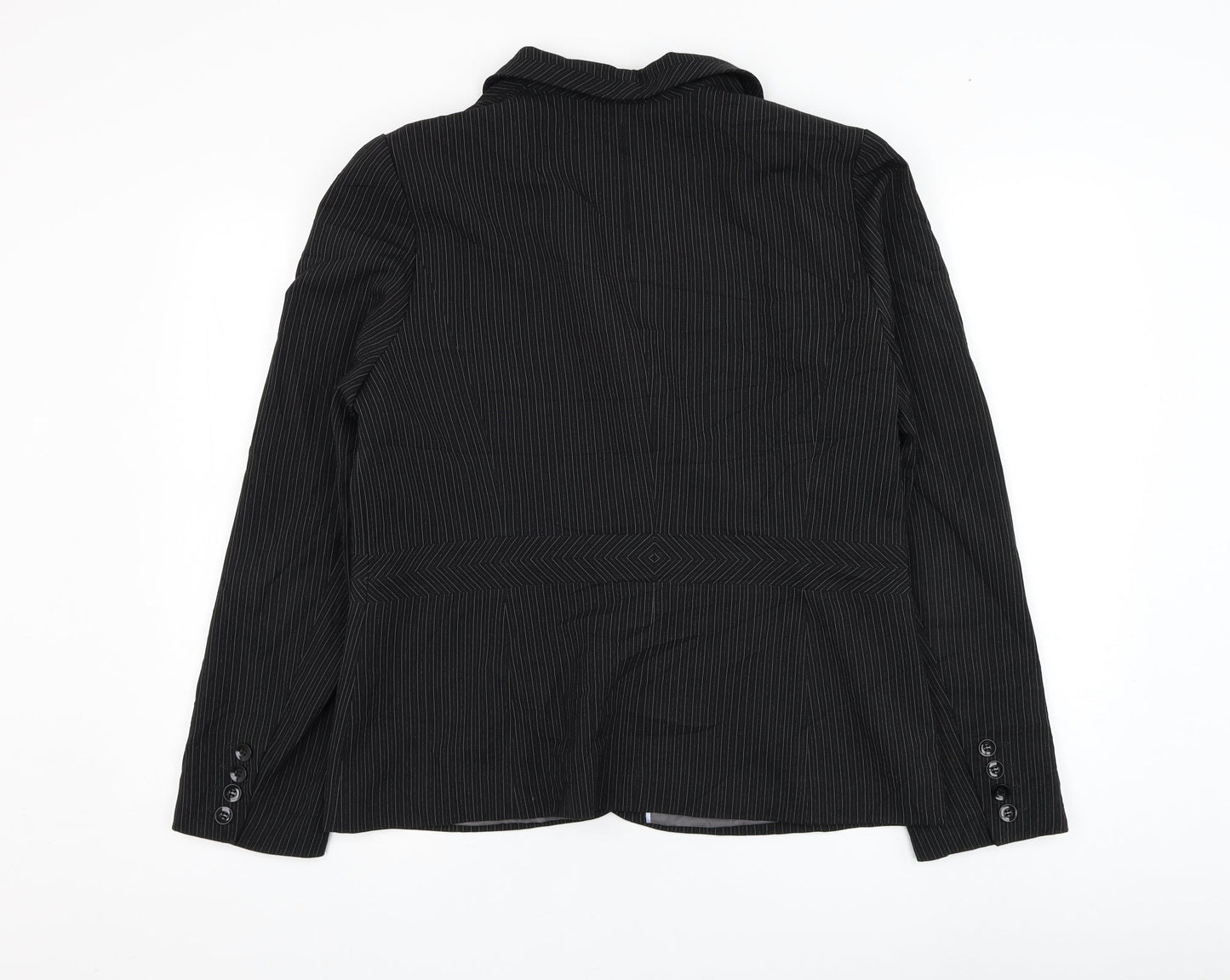 Dorothy Perkins Womens Black Striped  Jacket Blazer Size 16  Button