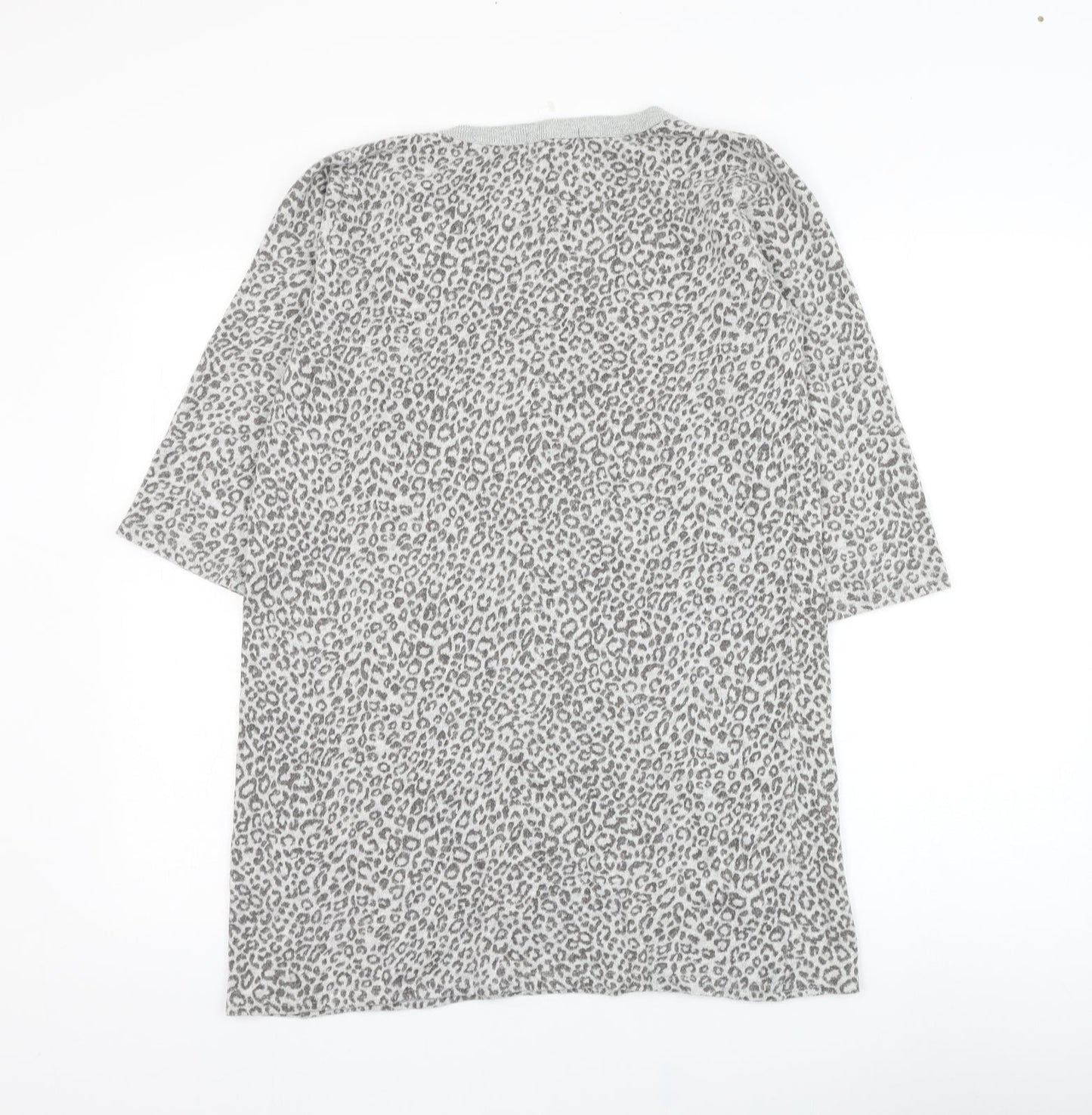 Evie Womens Grey Round Neck Animal Print Cotton Pullover Jumper Size 16