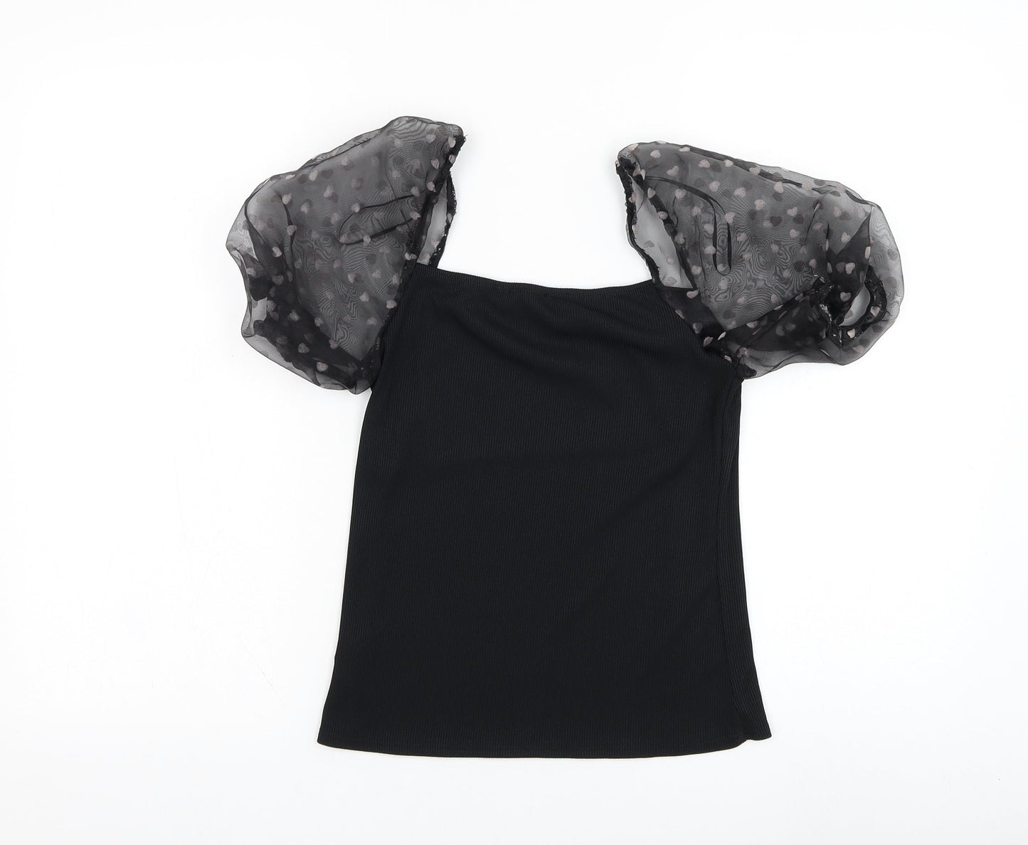 New Look Womens Black  Polyester Basic Blouse Size 10 Square Neck