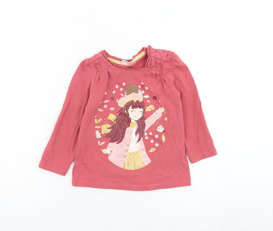 So Cute Girls Pink  Cotton Basic T-Shirt Size 9-12 Months Round Neck Pullover