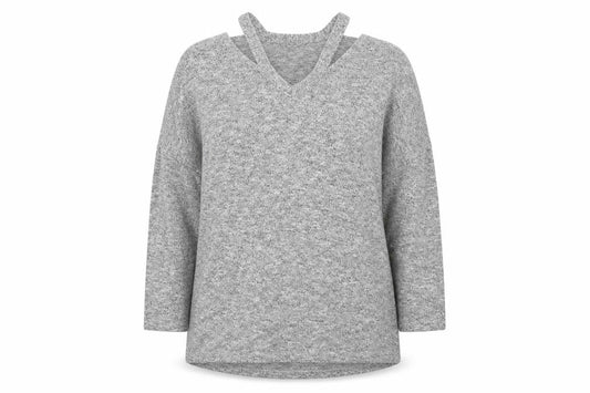 Tu Womens Grey V-Neck  Polyester Pullover Jumper Size 8