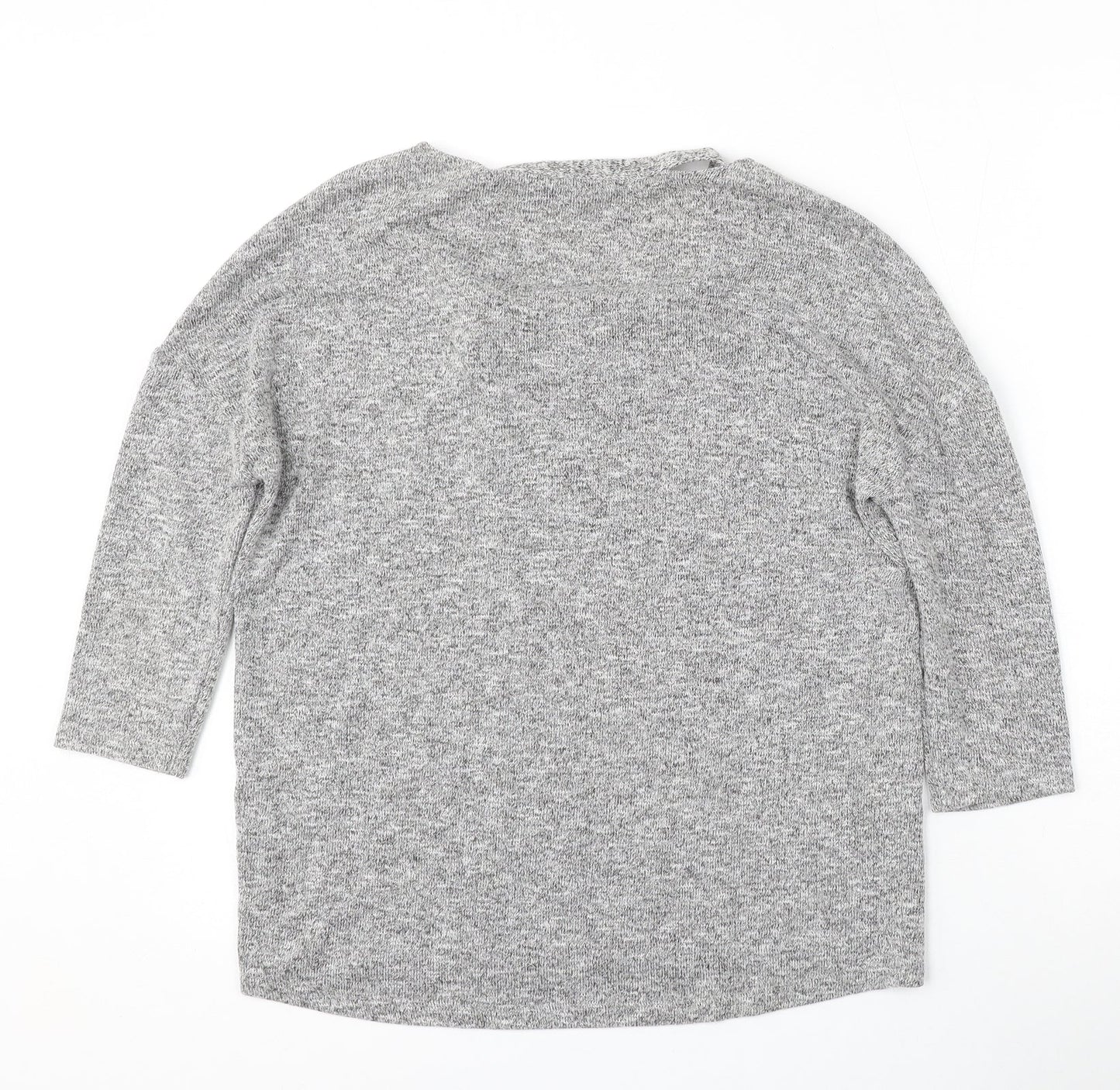 TU Womens Grey V-Neck  Polyester Pullover Jumper Size 8