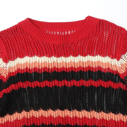 Next Womens Multicoloured Mock Neck Striped Acrylic Pullover Jumper Size 8