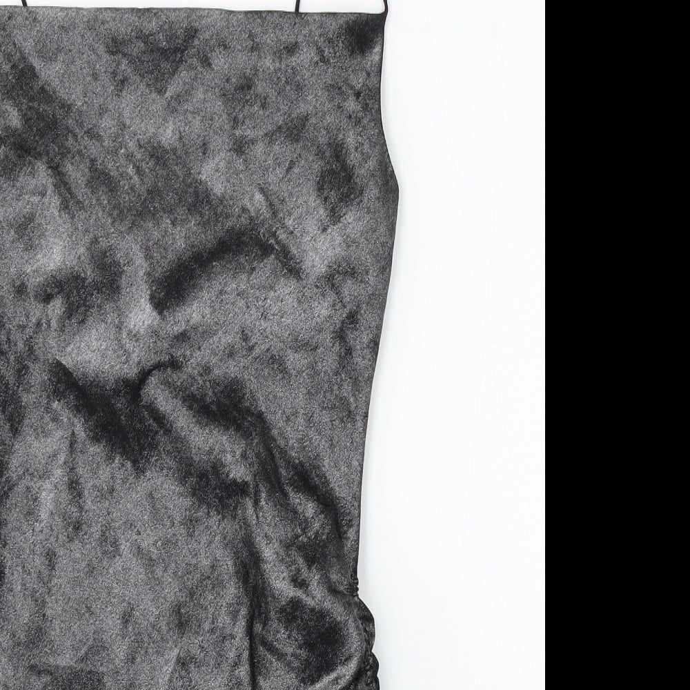 Topshop Womens Silver  Polyester Bodycon  Size 8  Square Neck