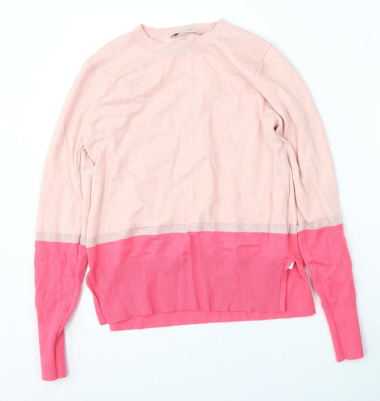 Oasis Womens Pink Round Neck  Viscose Pullover Jumper Size M