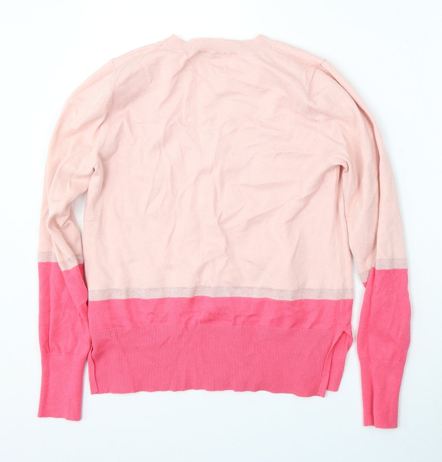 Oasis Womens Pink Round Neck  Viscose Pullover Jumper Size M
