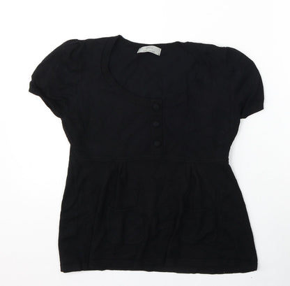 Marks & Spencer Womens Black Round Neck  Viscose Pullover Jumper Size 12