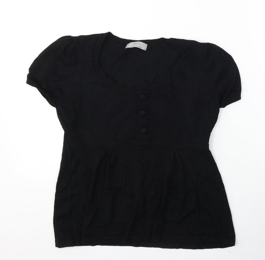 Marks and Spencer Womens Black Round Neck  Viscose Pullover Jumper Size 12