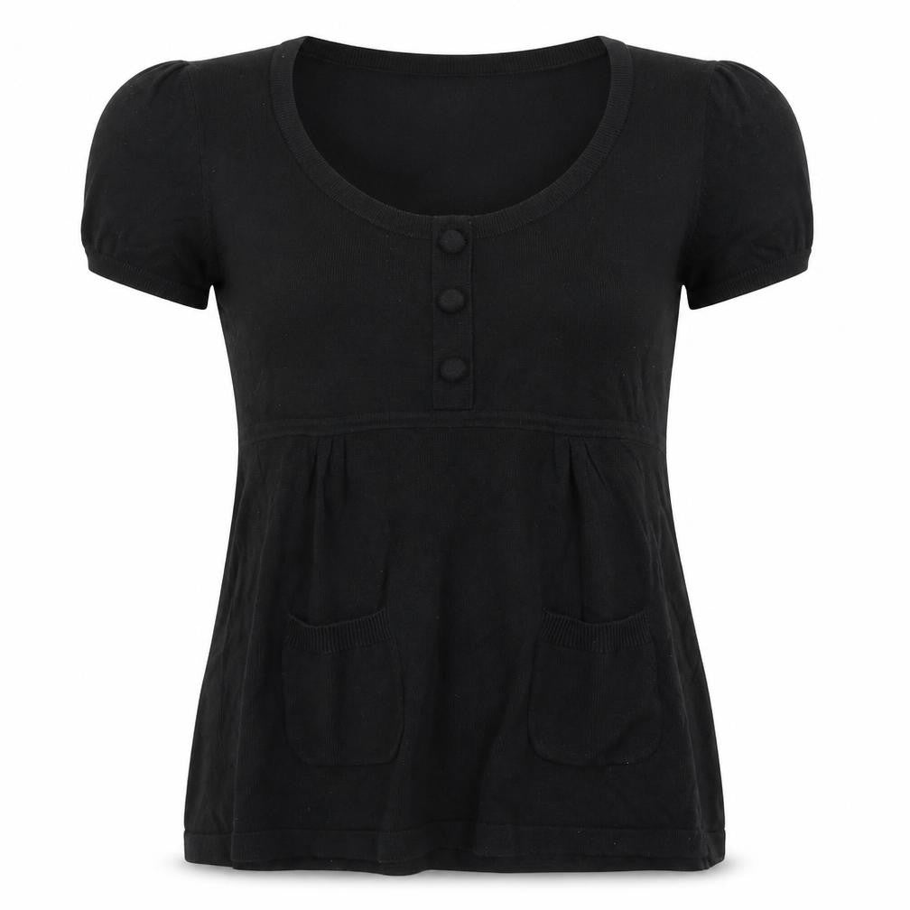 Marks & Spencer Womens Black Round Neck  Viscose Pullover Jumper Size 12