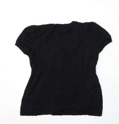 Marks & Spencer Womens Black Round Neck  Viscose Pullover Jumper Size 12