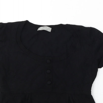 Marks & Spencer Womens Black Round Neck  Viscose Pullover Jumper Size 12