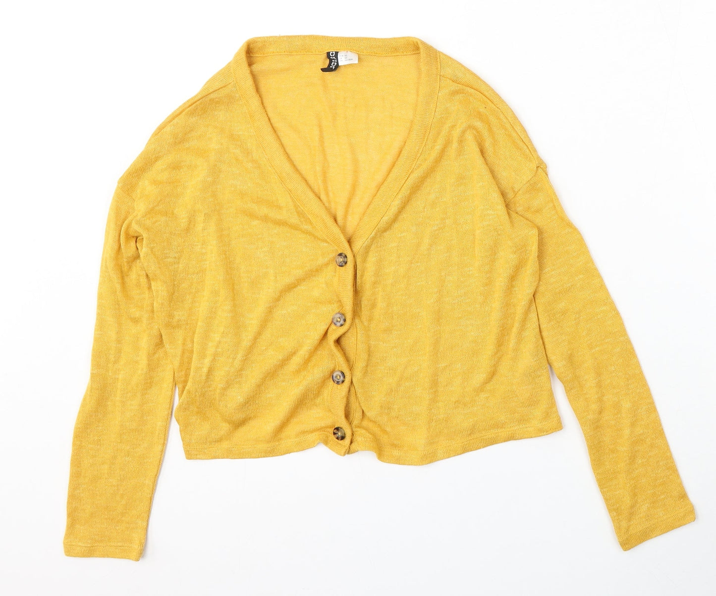 H&M Womens Yellow Round Neck  Polyester Cardigan Jumper Size XS