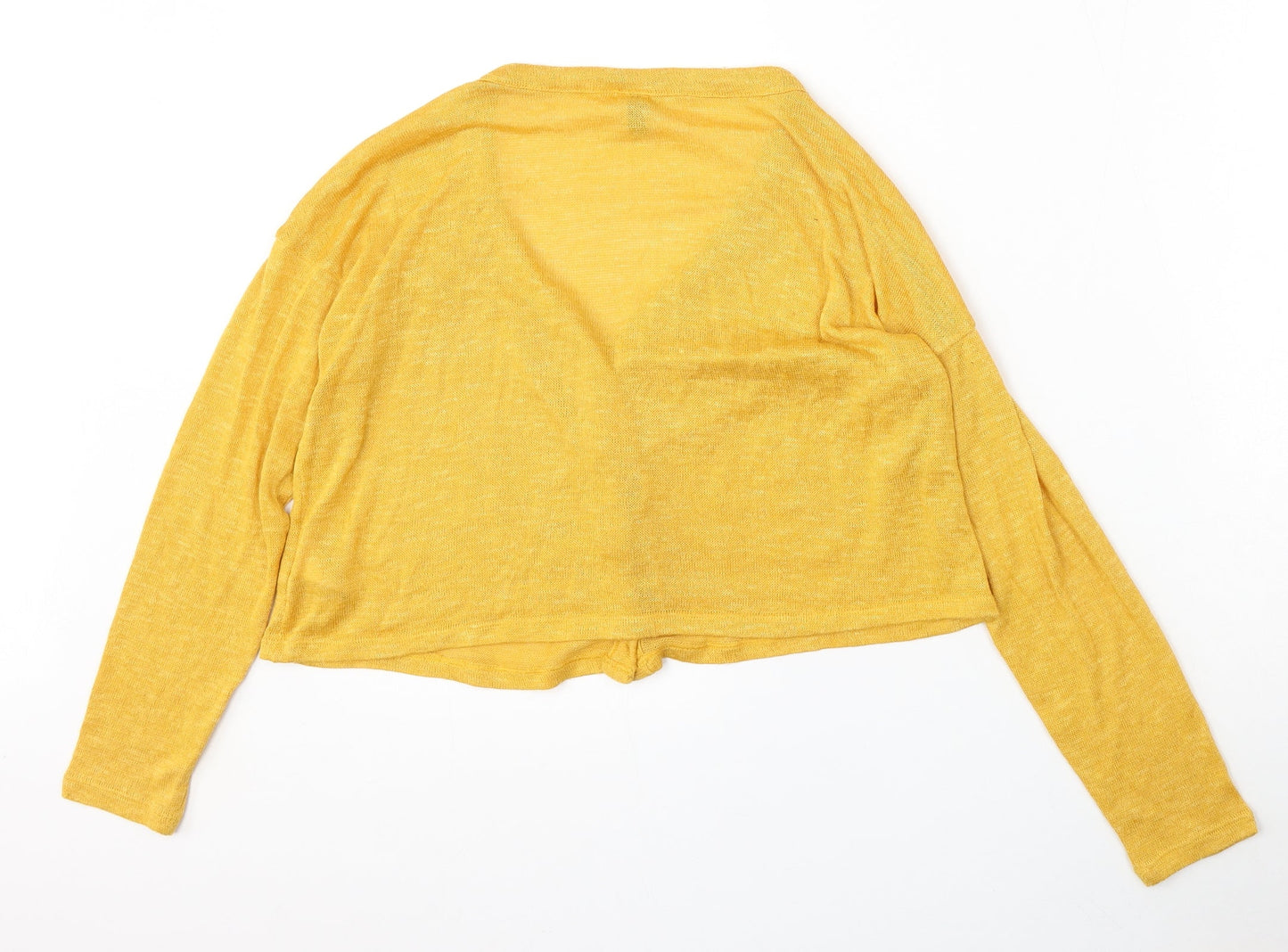 H&M Womens Yellow Round Neck  Polyester Cardigan Jumper Size XS