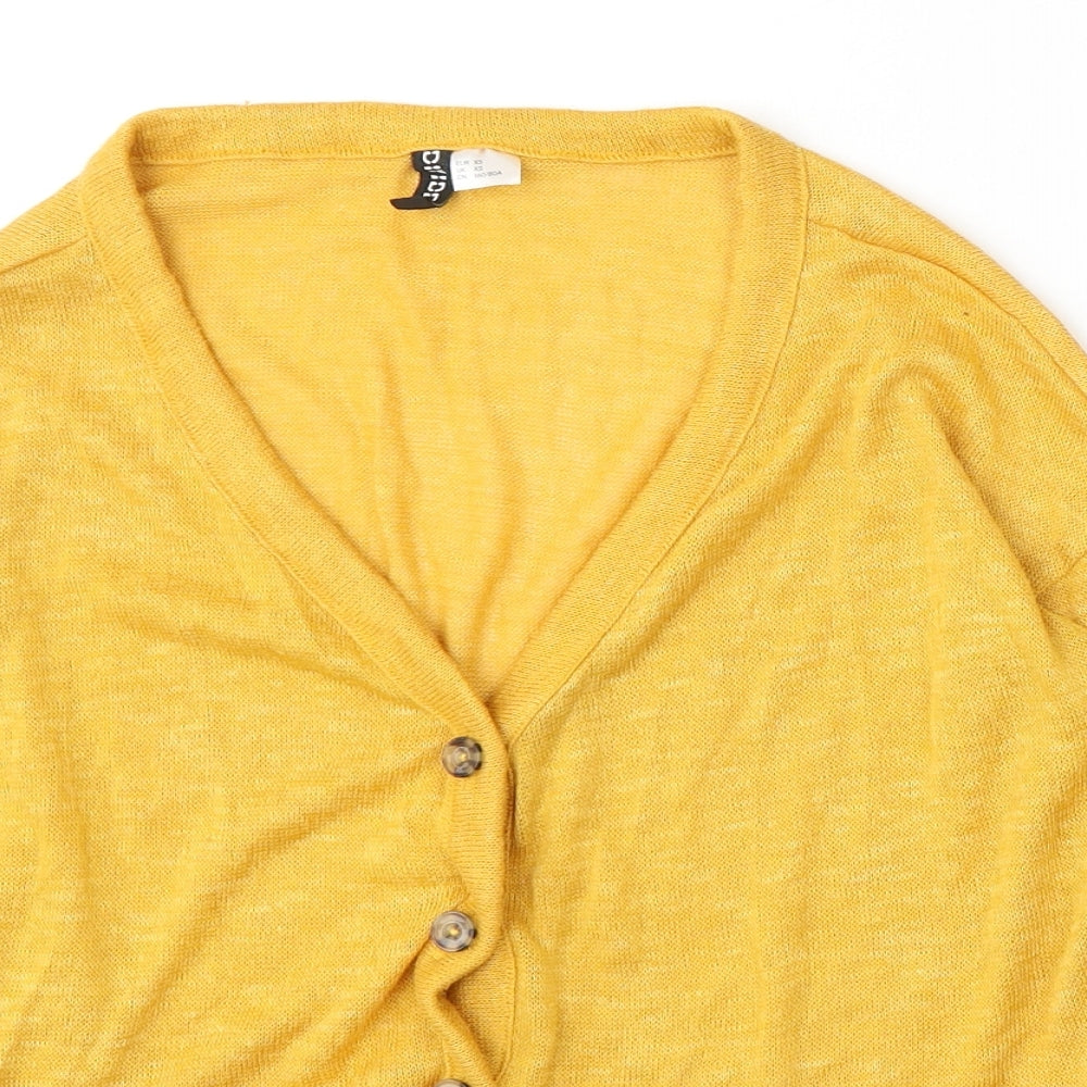 H&M Womens Yellow Round Neck  Polyester Cardigan Jumper Size XS