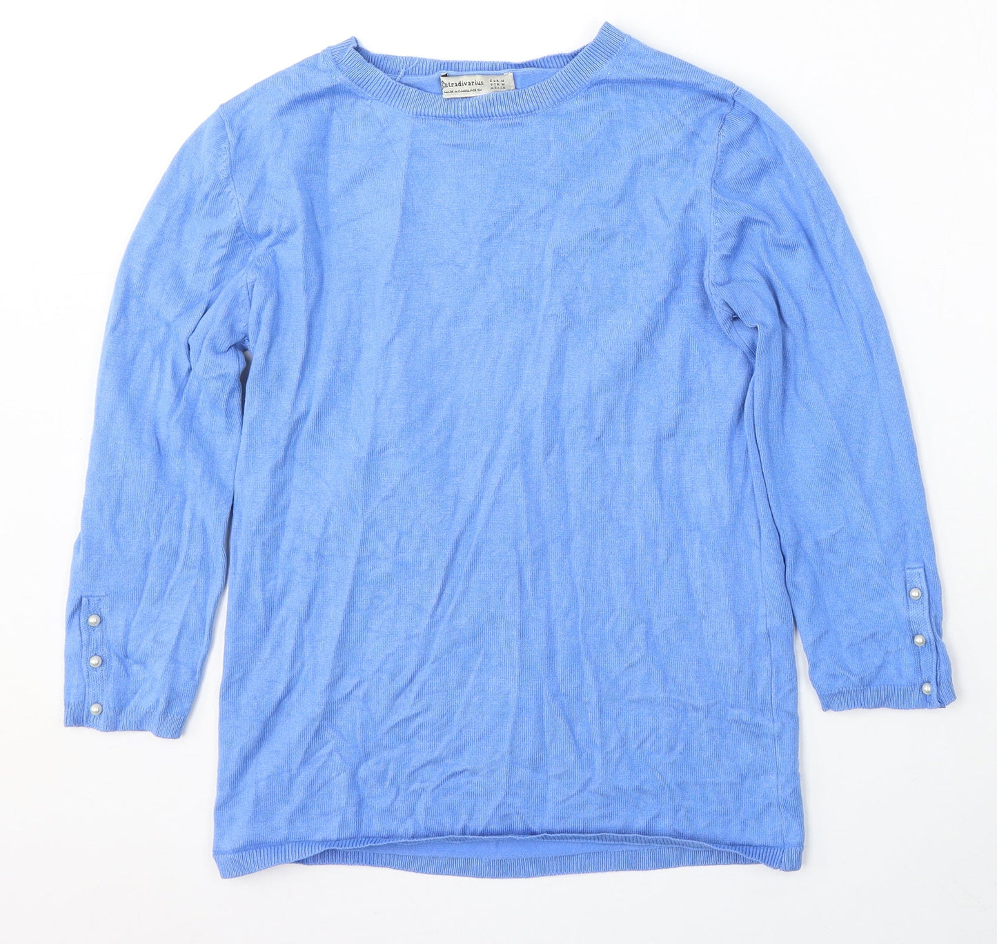 Stradivarius Womens Blue Round Neck  Viscose Pullover Jumper Size M