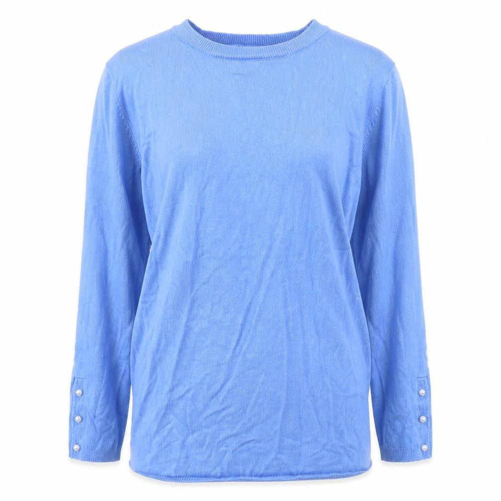 Stradivarius Womens Blue Round Neck  Viscose Pullover Jumper Size M
