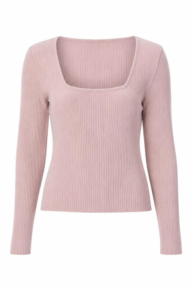 H&M Womens Pink Square Neck  Cotton Pullover Jumper Size S