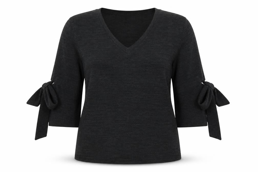COIN 1804 Womens Black Round Neck  Polyester Pullover Jumper Size L