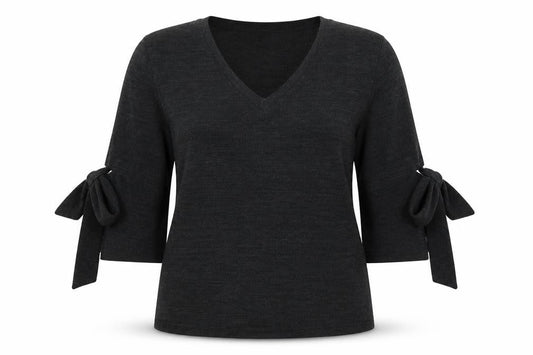 COIN 1804 Womens Black Round Neck  Polyester Pullover Jumper Size L