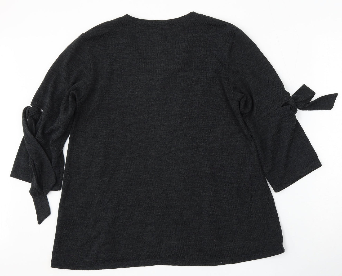 COIN 1804 Womens Black Round Neck  Polyester Pullover Jumper Size L