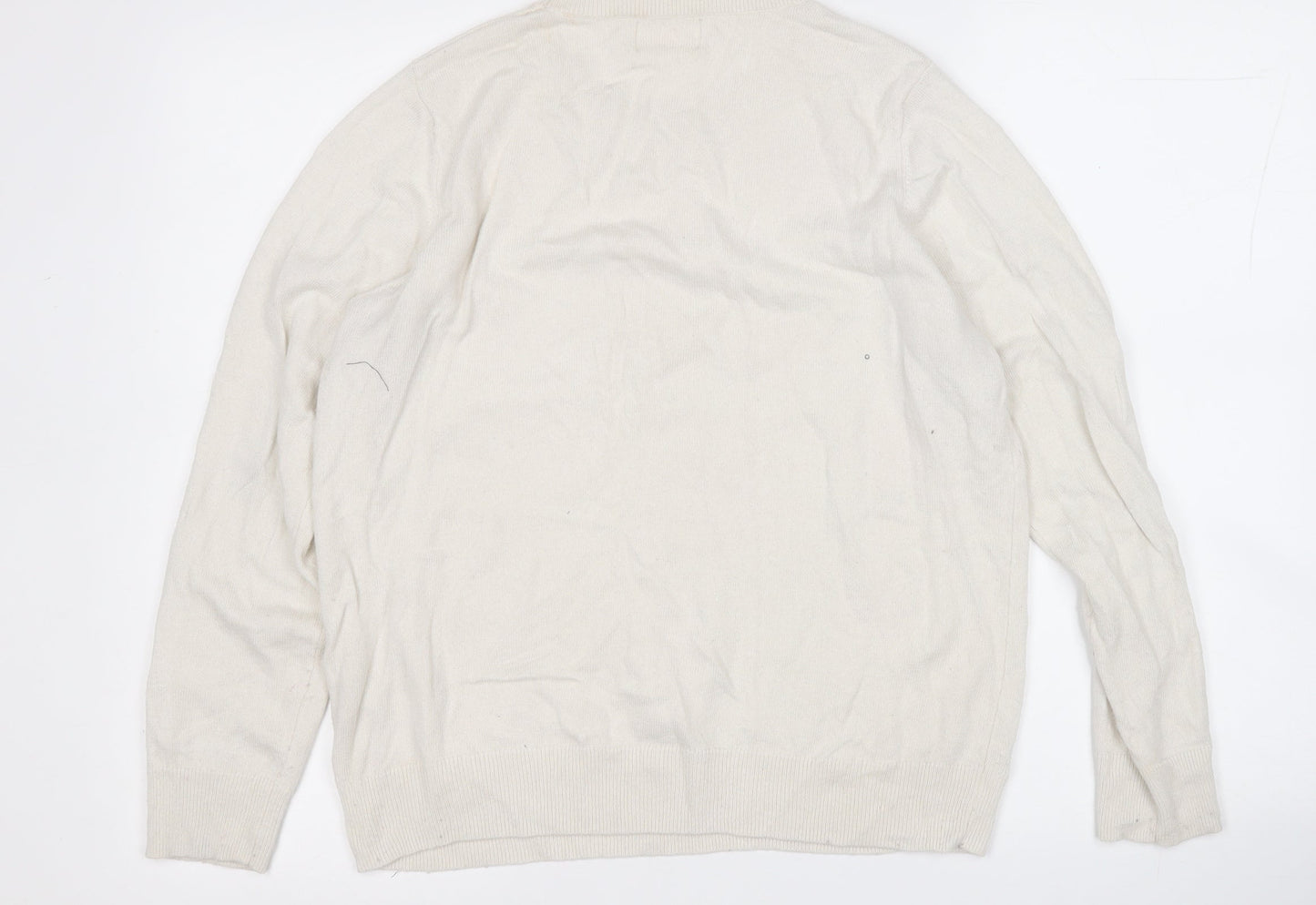 Savida Womens White Round Neck Geometric Viscose Pullover Jumper Size L   - Stars