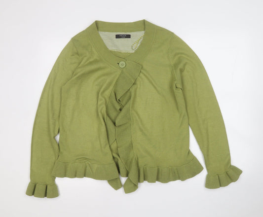 Moda Womens Green Round Neck  Acrylic Cardigan Jumper Size 14