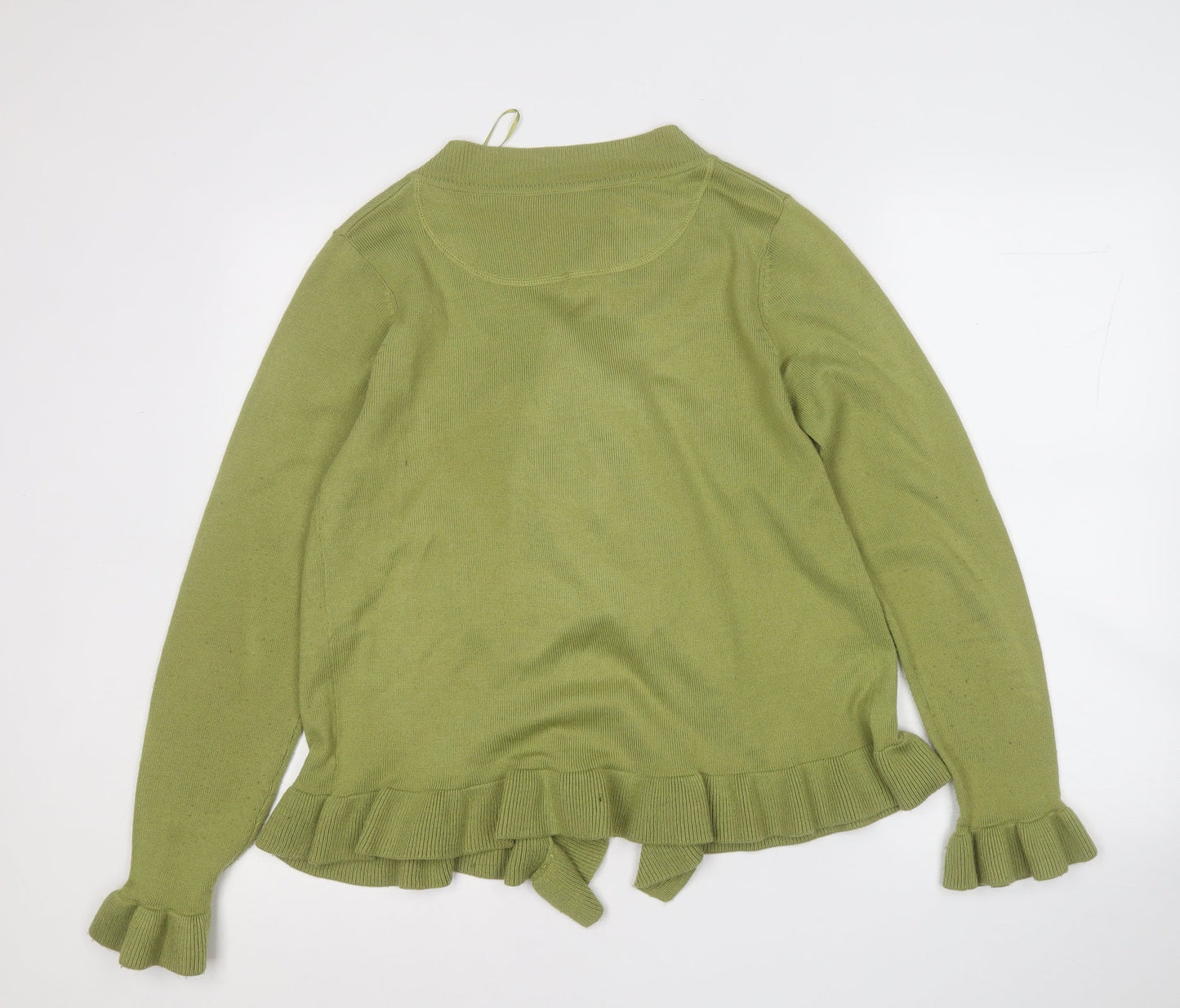 Moda Womens Green Round Neck  Acrylic Cardigan Jumper Size 14