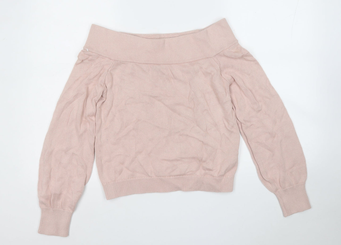 Divided Womens Pink Round Neck  Cotton Pullover Jumper Size S