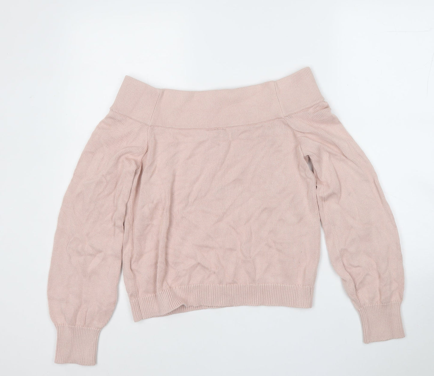 Divided Womens Pink Round Neck  Cotton Pullover Jumper Size S