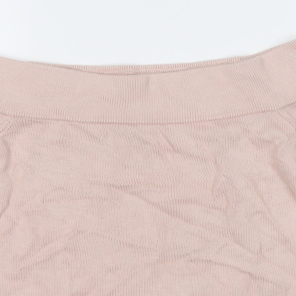 Divided Womens Pink Round Neck  Cotton Pullover Jumper Size S